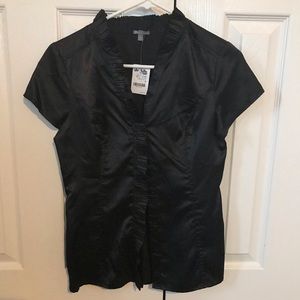 Black satin button up